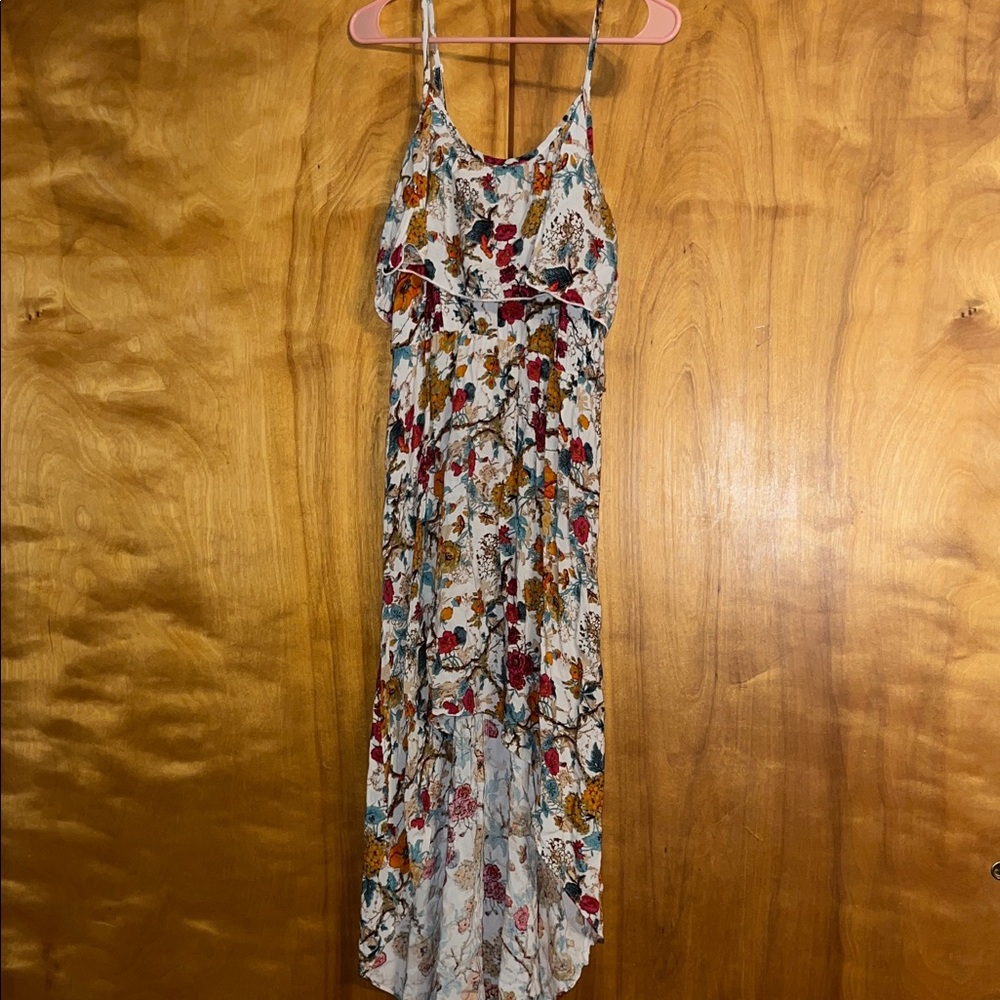 Floral Spaghetti Strap Hi Low Dress